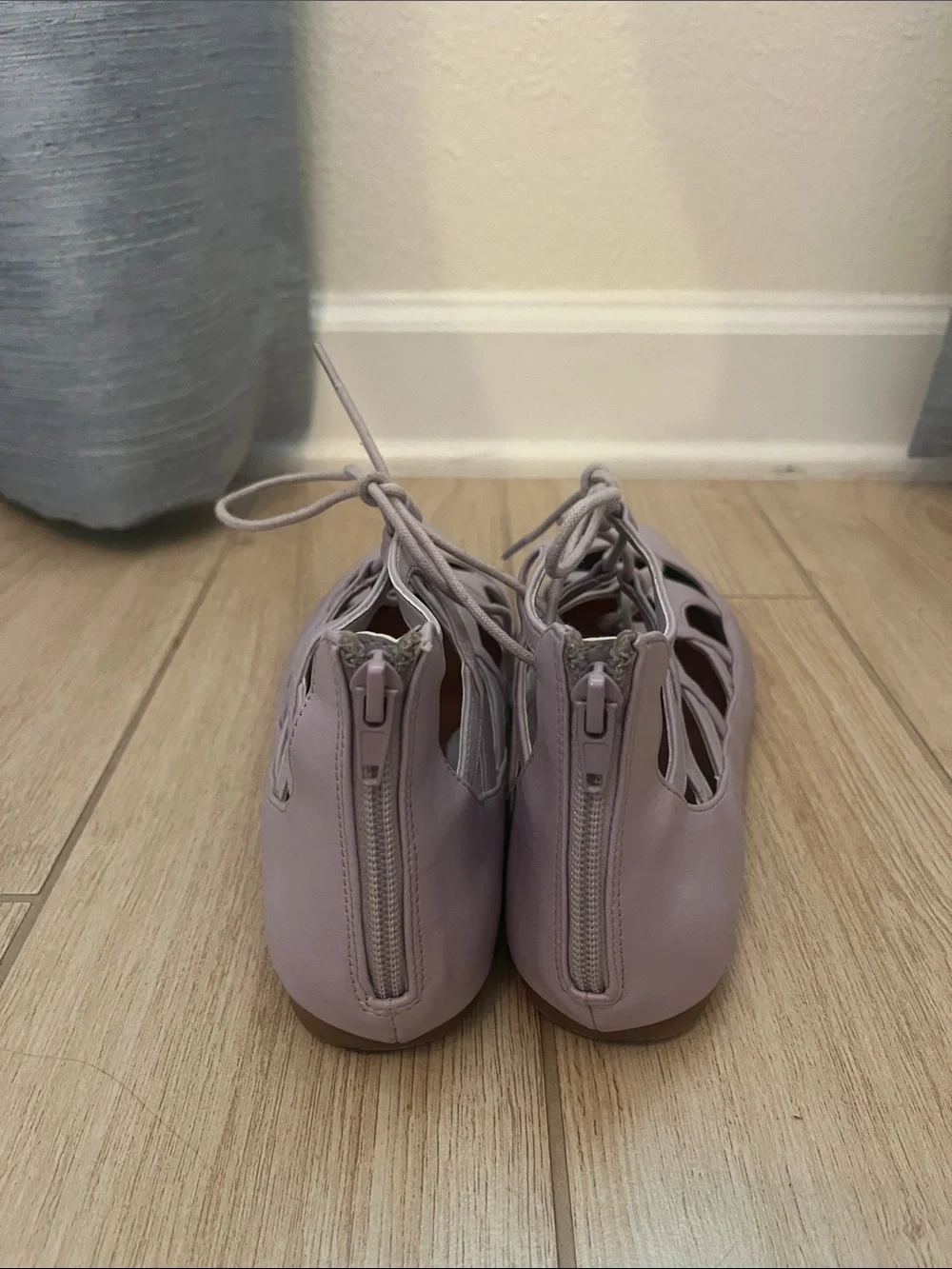 MIA Lace-Up Pointed Flats in Lavender - Picture 3 of 3